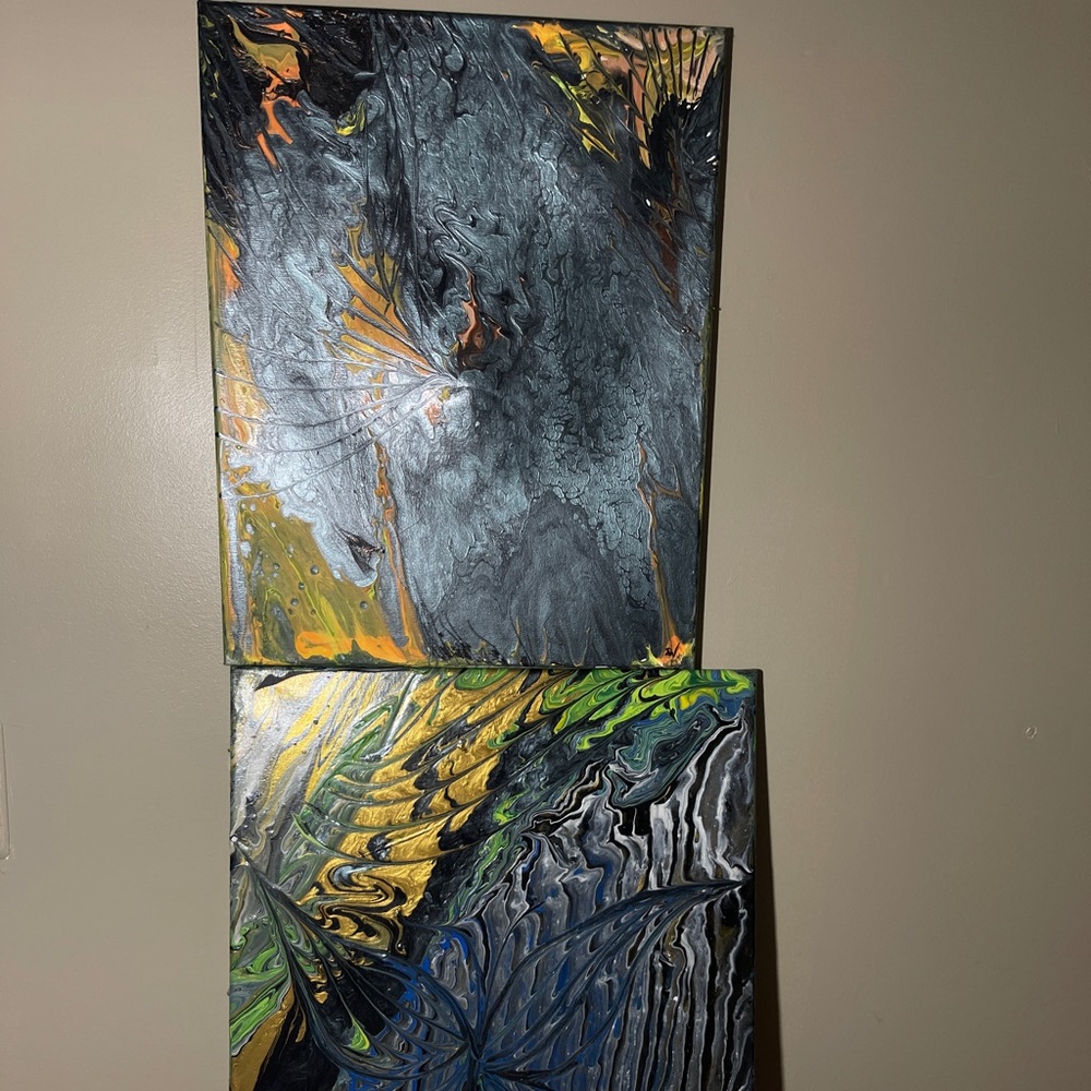 Handmade Abstract Paintings “Butterfly inTheWoods” & “Zebra” Darayskreations.com